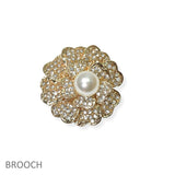 104681, FLOWER CRYSTAL RHINESTONE WITH PEARL PIN BROOCH