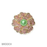104681, FLOWER CRYSTAL RHINESTONE WITH PEARL PIN BROOCH