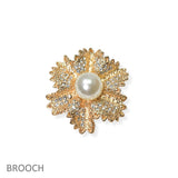 104681, FLOWER CRYSTAL RHINESTONE WITH PEARL PIN BROOCH