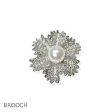 104681, FLOWER CRYSTAL RHINESTONE WITH PEARL PIN BROOCH