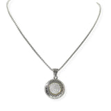 104697, ROUND MICRO PAVE CUBIC ZIRCONIA DESIGNER INSPIRED PENDANT NECKLACE