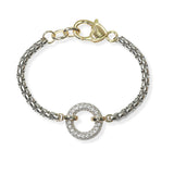 104701, 14K GOLD PLATED, ROUND PAVE CUBIC ZIRCONIA DESIGNER INSPIRED BRACELET