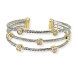 104705, 14K GOLD PLATED, ROUND PAVE CUBIC ZIRCONIA DESIGNER INSPIRED CUFF BRACELET