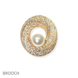 104711, OVAL PEARL WITH CRYSTAL RHINESTONE PIN BROOCH