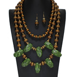 104716, CELLULOID ACETATE ACCENT WOODEN BEADED MULTI LAYERED NECKLACE