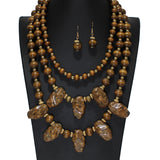 104716, CELLULOID ACETATE ACCENT WOODEN BEADED MULTI LAYERED NECKLACE