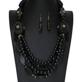 104718, WOODEN BEADED LAYERED NECKLACE