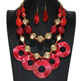 104721, GLITTER ROUND GEOMETRIC CELLULOID ACETATE NECKLACE