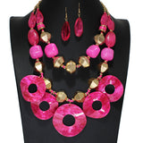 104721, GLITTER ROUND GEOMETRIC CELLULOID ACETATE NECKLACE