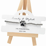 104727, PAW STAINLESS STEEL BEADED STRETCH BRACELET
