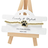 104727, PAW STAINLESS STEEL BEADED STRETCH BRACELET