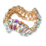 104732, GEOMETRIC RHINESTONE WAVY STRETCH BRACELET
