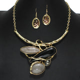 104733, MULTI SHAPE STONE ELEGANT CLASSIC NECKLACE