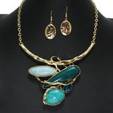 104733, MULTI SHAPE STONE ELEGANT CLASSIC NECKLACE