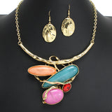 104733, MULTI SHAPE STONE ELEGANT CLASSIC NECKLACE