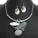 104733, MULTI SHAPE STONE ELEGANT CLASSIC NECKLACE