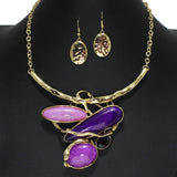 104733, MULTI SHAPE STONE ELEGANT CLASSIC NECKLACE