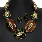 104734, GLITTER OVAL CELLULOID ACETATE NECKLACE