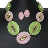 104734, GLITTER OVAL CELLULOID ACETATE NECKLACE