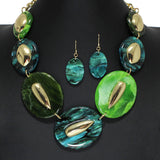 104734, GLITTER OVAL CELLULOID ACETATE NECKLACE
