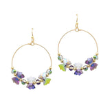 104737, BOW GLASS BEADED ROUND DANGLE EARRING