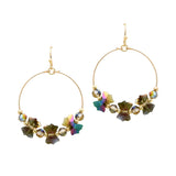104737, BOW GLASS BEADED ROUND DANGLE EARRING