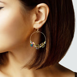 104737, BOW GLASS BEADED ROUND DANGLE EARRING