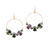 104737, BOW GLASS BEADED ROUND DANGLE EARRING