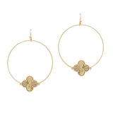 104740, CLOVER ACCENT ROUND DANGLE EARRING