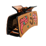 104747, WESTERN BOOT & COWBOY HAT LEATHER RECTANGULAR GRANDER HAIR CLAW