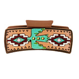 104748, WESTERN THUNRDERBIRD LEATHER RECTANGULAR GRANDER HAIR CLAW