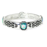 104749, TRIBAL ENGRAVED WITH RHINESTONE ACCENT STRETCH BRACELET