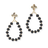 104754, CLOVER ACCENT TEARDROP BEADED DANGLE EARRING