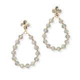 104754, CLOVER ACCENT TEARDROP BEADED DANGLE EARRING