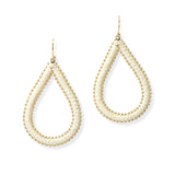 104756, TEARDROP FAUX LEATHER TRIM DANGLE EARRING