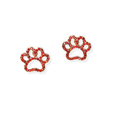 104763, GAMEDAY PAW CRYSTAL RHINESTONE STUD EARRING