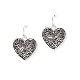 104765, HEART FILIGREE METAL DANGLE EARRING