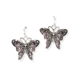 104766, BUTTERFLY FILIGREE METAL DANGLE EARRING