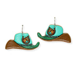 104770, WESTERN COWBOY HAT FAUX LEATHER DANGLE EARRING