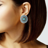 104771, WESTERN OVAL TURQUOISE STONE POST EARRING