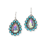 104772, WESTERN TEARDROP TURQUOISE STONE DANGLE EARRING
