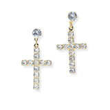 104777, CROSS CUBIC ZIRCONIA DANGLE EARRING