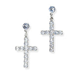 104777, CROSS CUBIC ZIRCONIA DANGLE EARRING