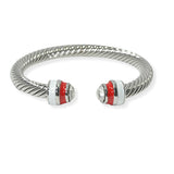 104786, ENAMEL WITH RHINESTONE ACCENT CABLE CUFF BRACELET