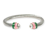 104786, ENAMEL WITH RHINESTONE ACCENT CABLE CUFF BRACELET