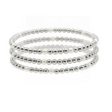 104789, 3 SET, PEARL WITH BALL BEADED MULTI LAYERED STRETCH BRACELET