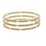 104789, 3 SET, PEARL WITH BALL BEADED MULTI LAYERED STRETCH BRACELET