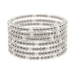 104790, 7 SET, PEARL WITH BALL BEADED MULTI LAYERED STRETCH BRACELET