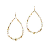 104794, TEARDROP PEARL WITH GLASS BEADED DANGLE EARRING