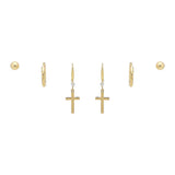104797, 3 PAIRS CROSS DANGLE & STUD EARRING SET